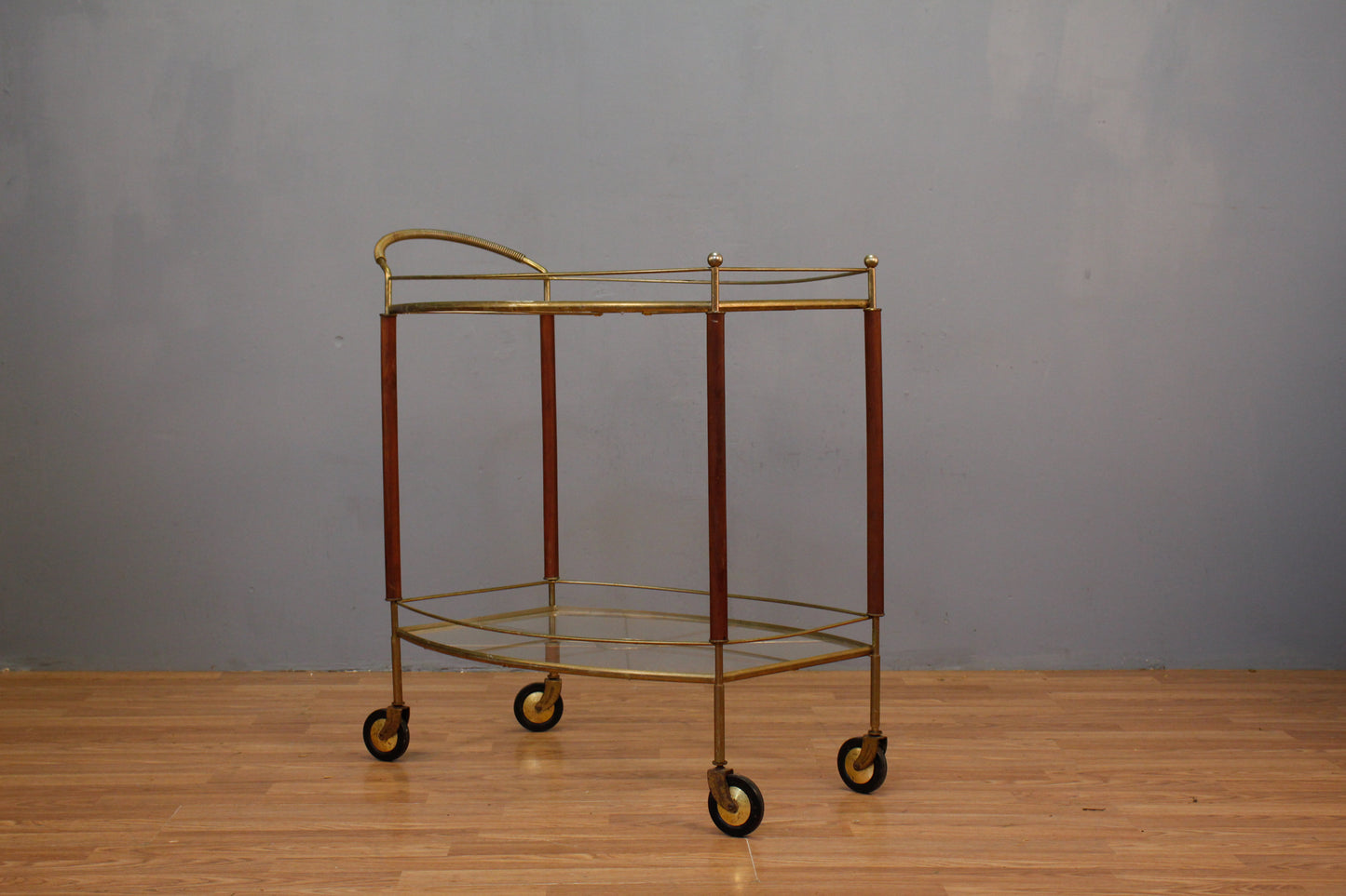 Classic Mid Century Brass & Glass Bar Cart