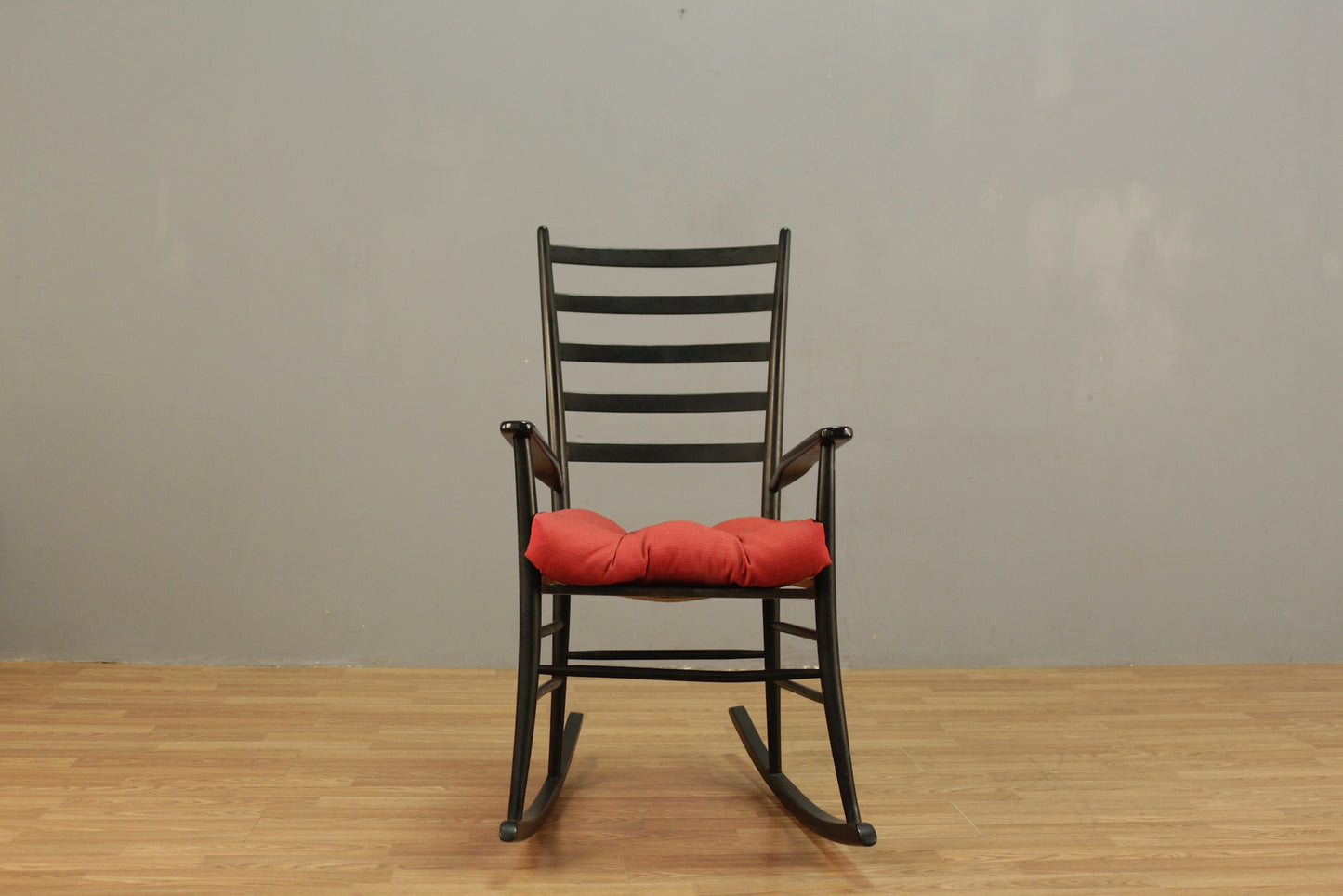 Black & Red Ladder-Back Rocking Chair