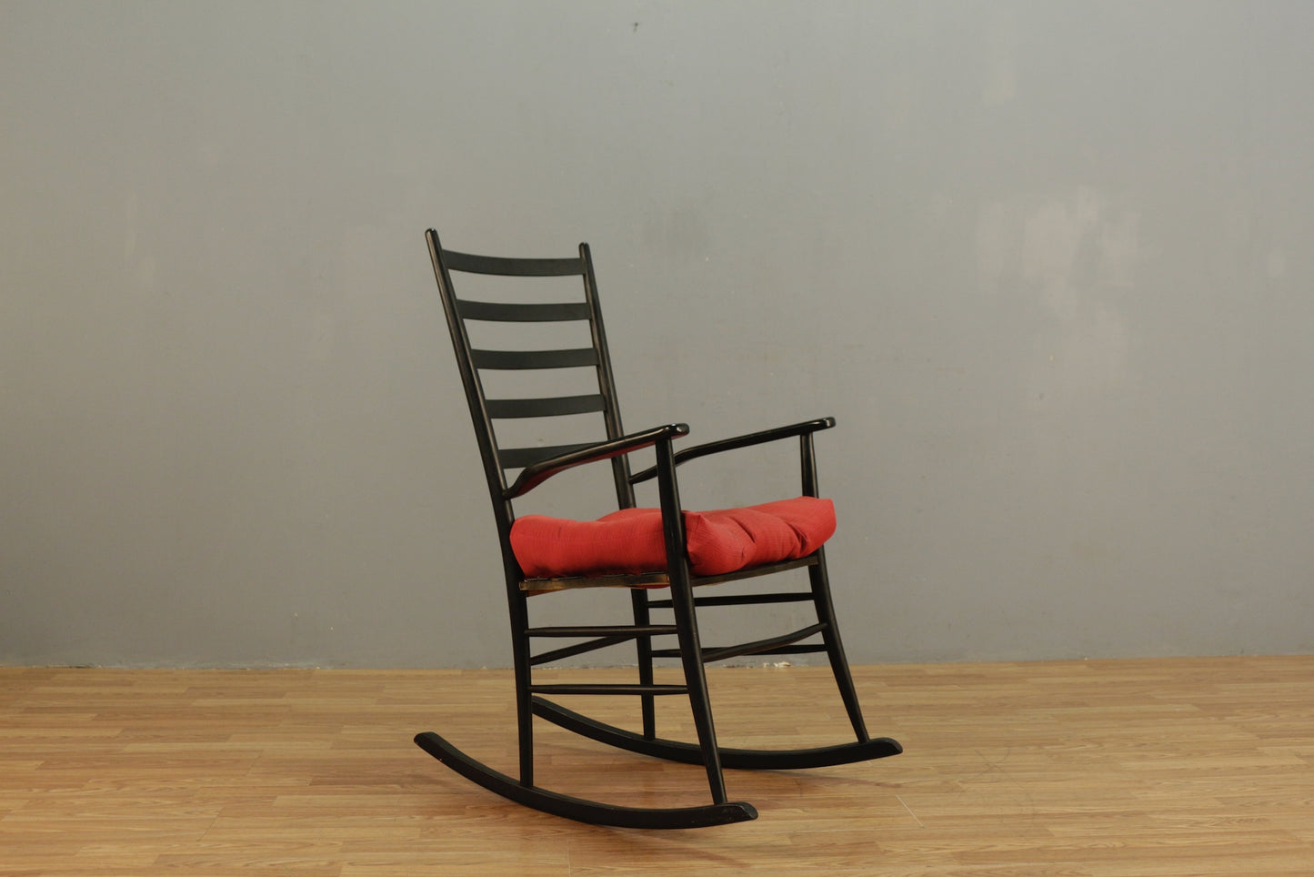 Black & Red Ladder-Back Rocking Chair