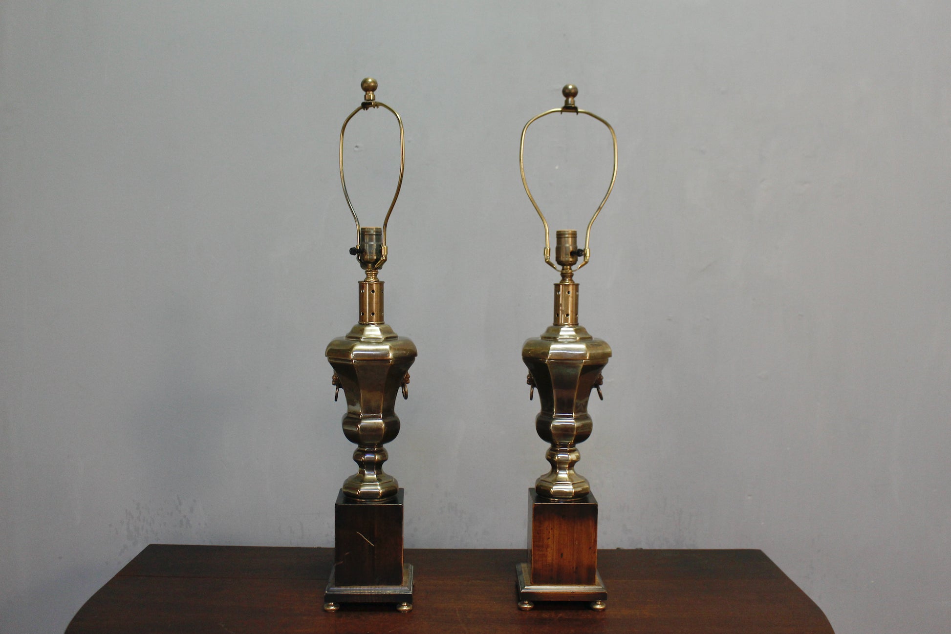 Vintage Stiffel Brass Table Lamp Pair 32 Tall 