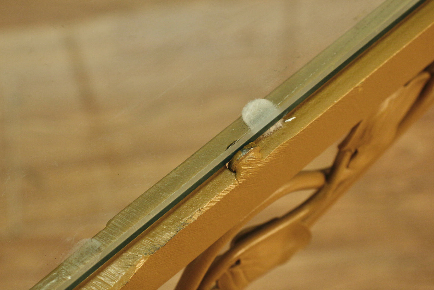 Tan Metal & Glass Kitchen Table - ONLINE ONLY