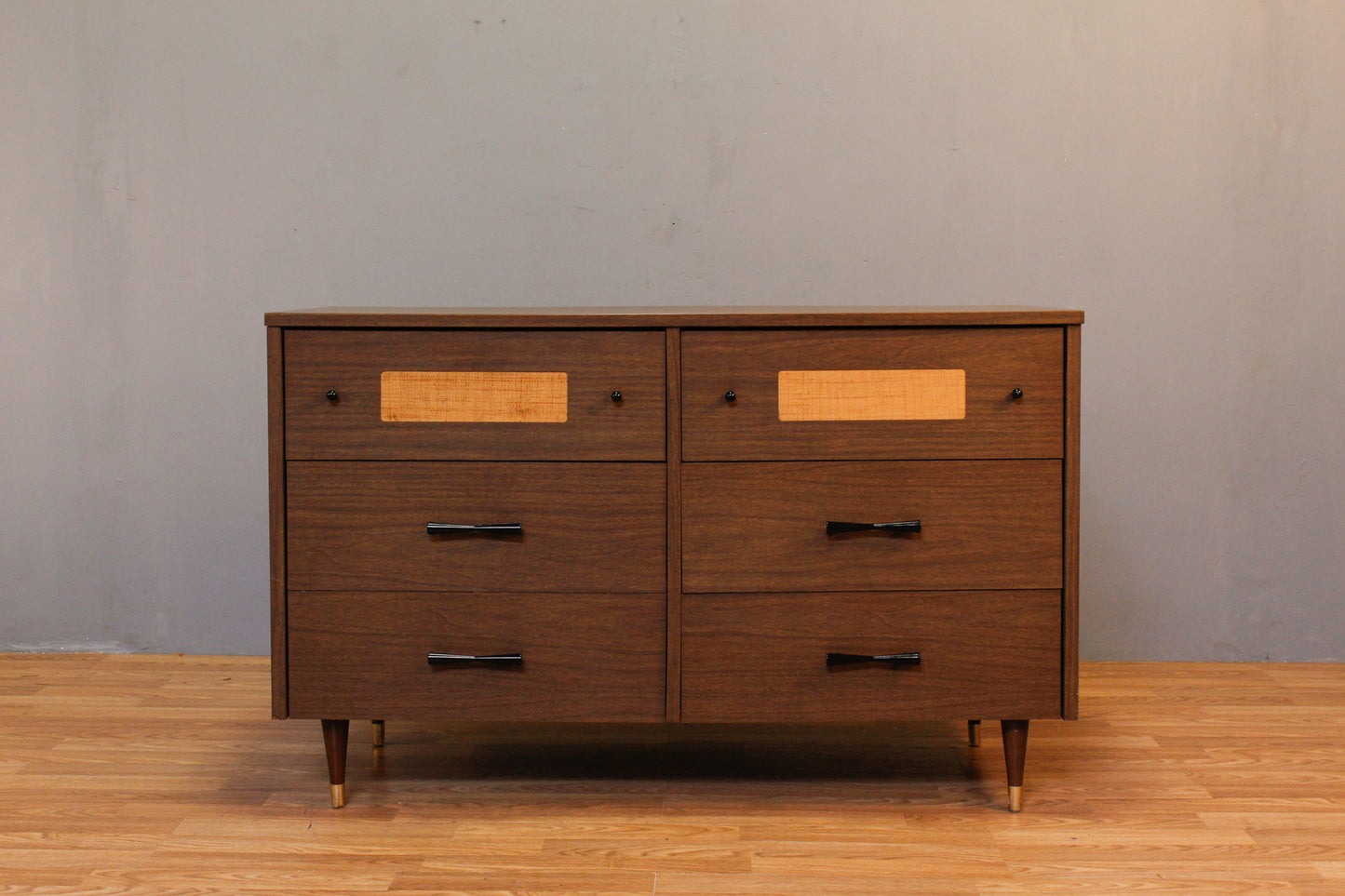 Compact Laminate & Woven 6-Drawer Dresser