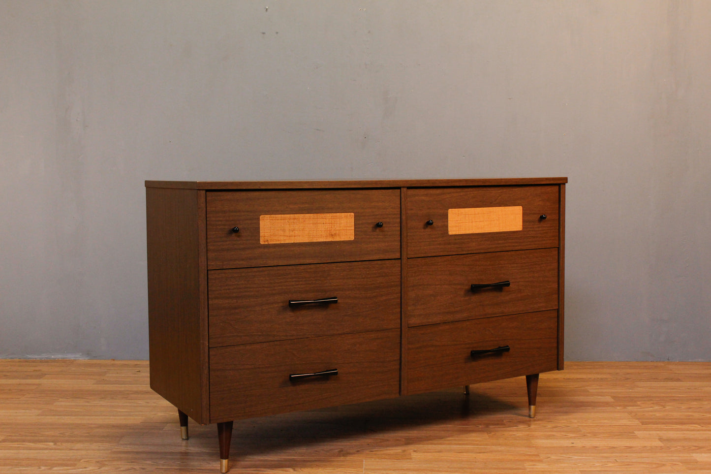 Compact Laminate & Woven 6-Drawer Dresser