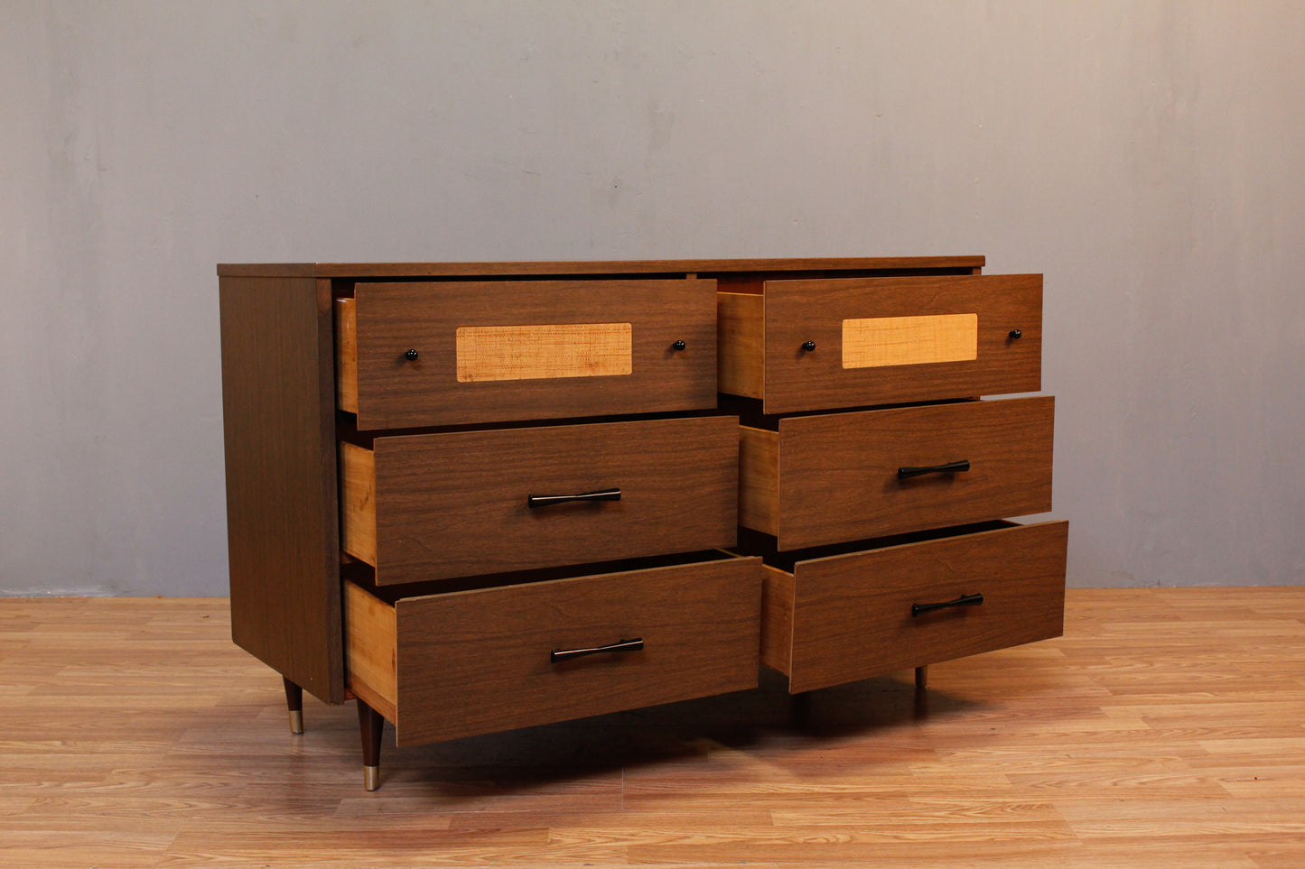 Compact Laminate & Woven 6-Drawer Dresser