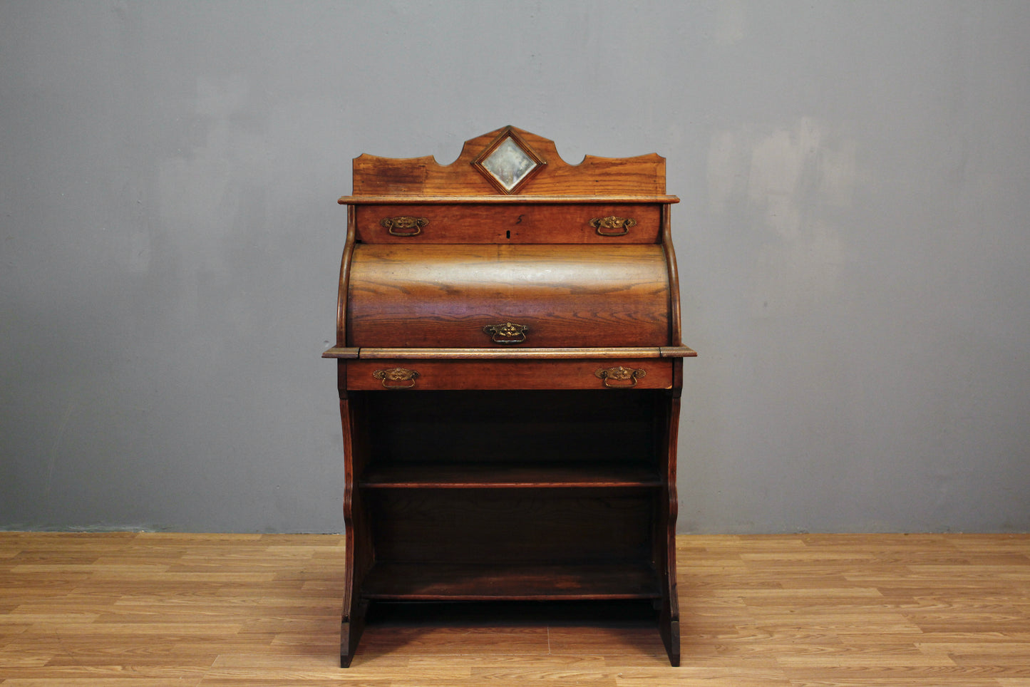 Antique Oak Roll-Top Secretary Desk