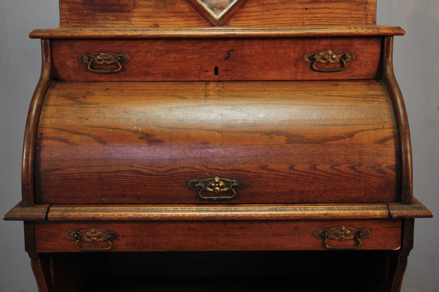 Antique Oak Roll-Top Secretary Desk