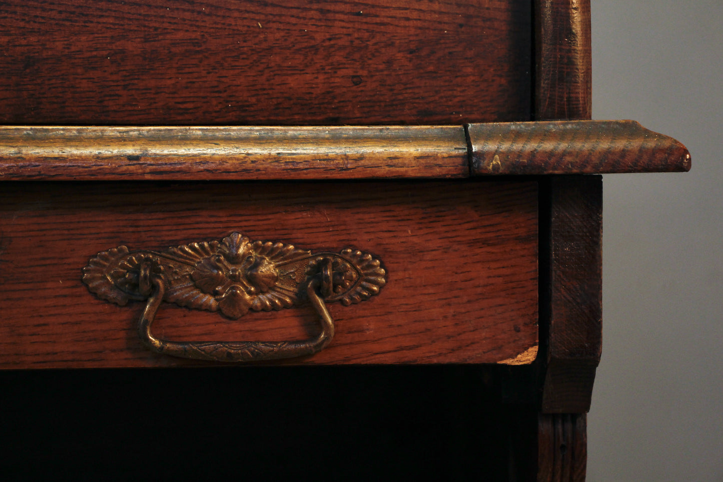 Antique Oak Roll-Top Secretary Desk