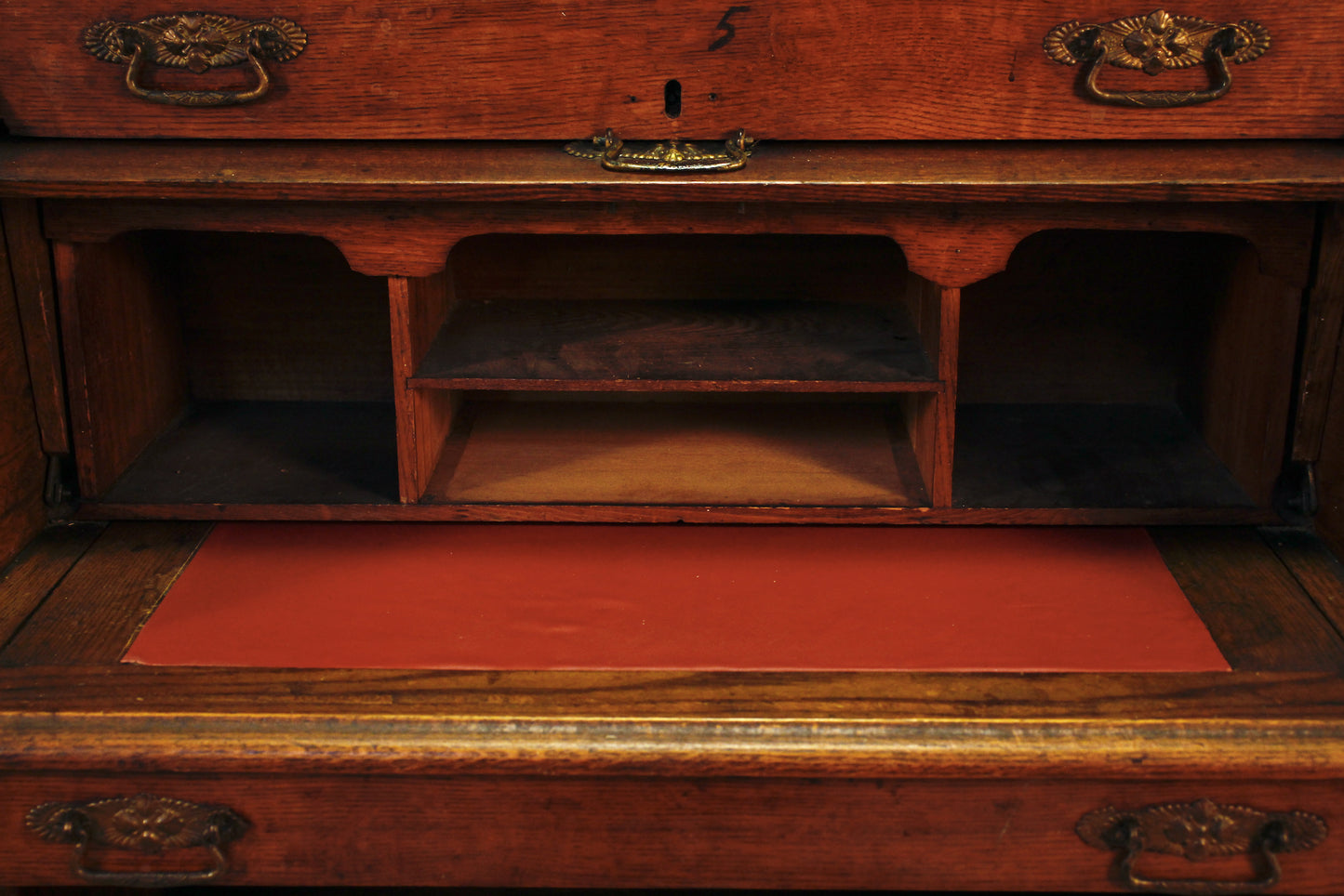 Antique Oak Roll-Top Secretary Desk