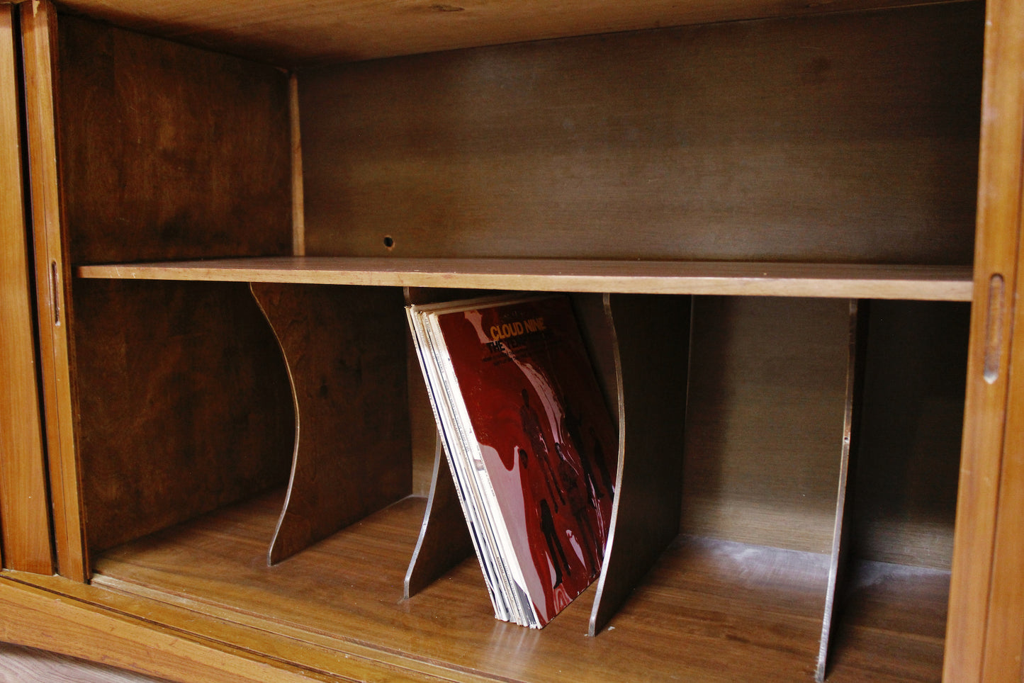 Large Mid Century Record Cabinet Wall Unit - ONLINE ONLY