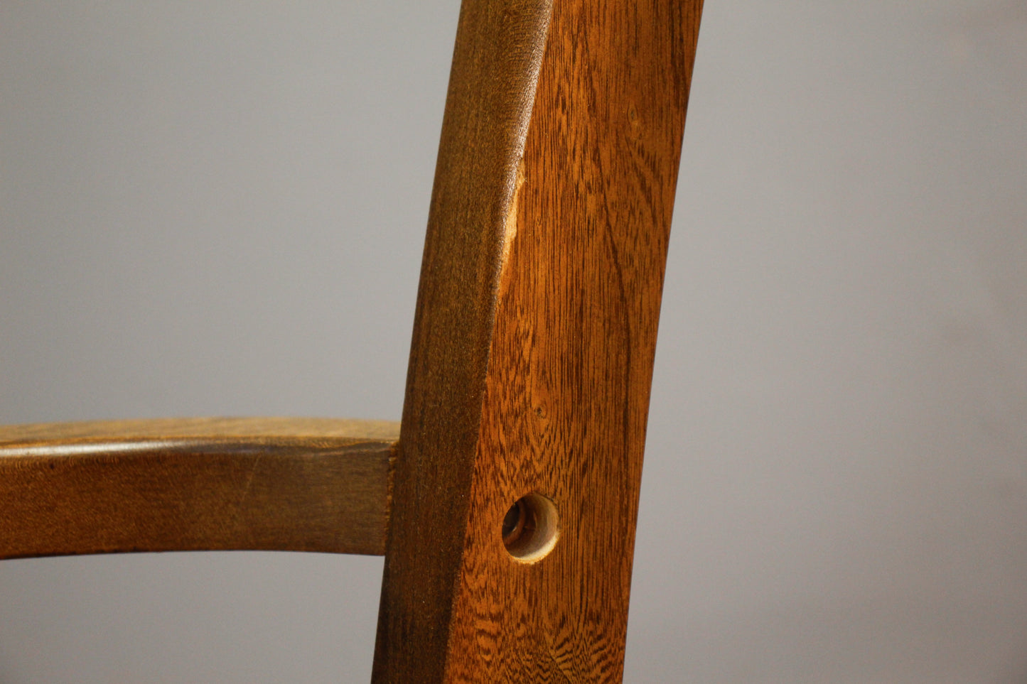 Mid Century Walnut & Champagne Armchair