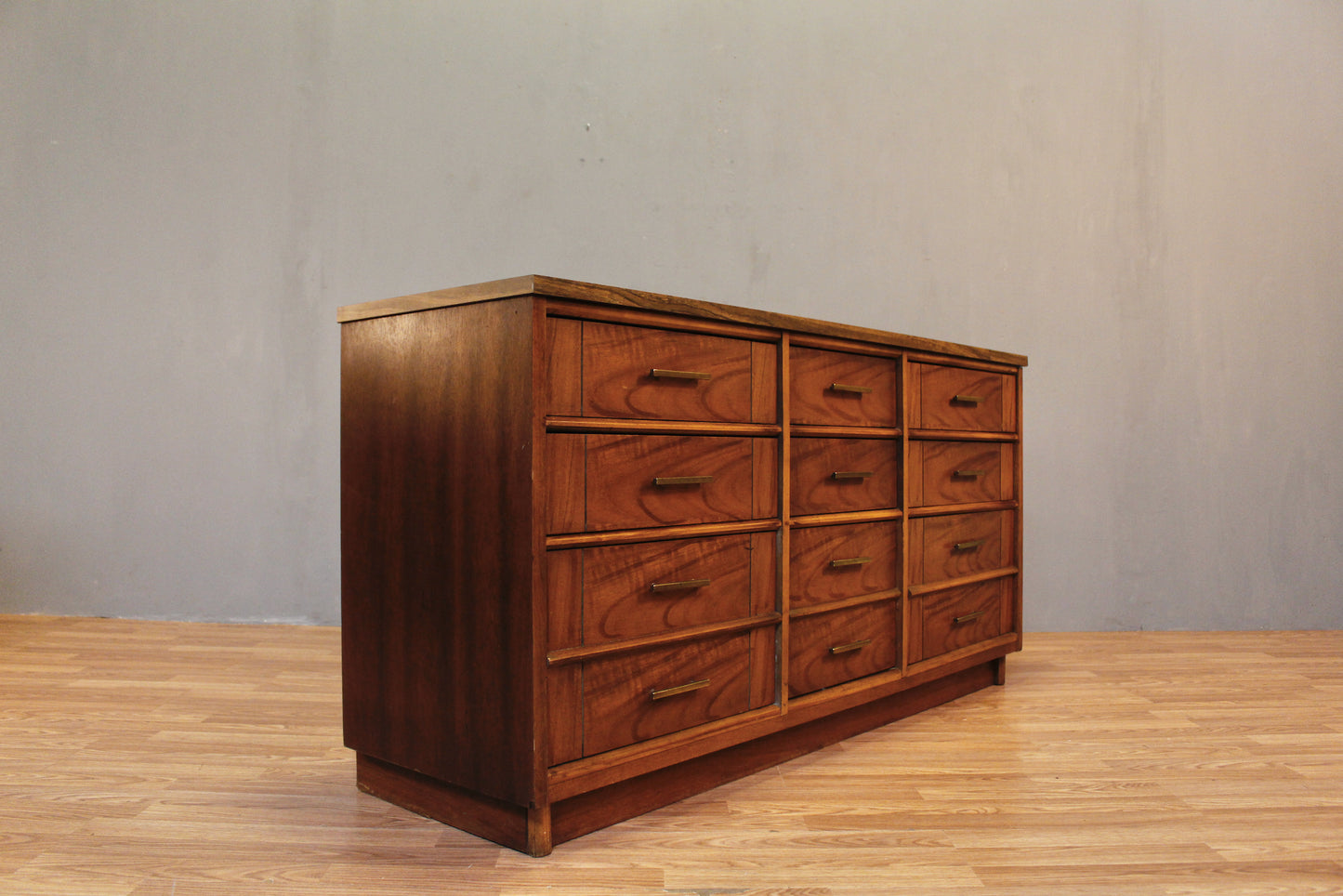 Walnut & Laminate 9-Drawer Dresser