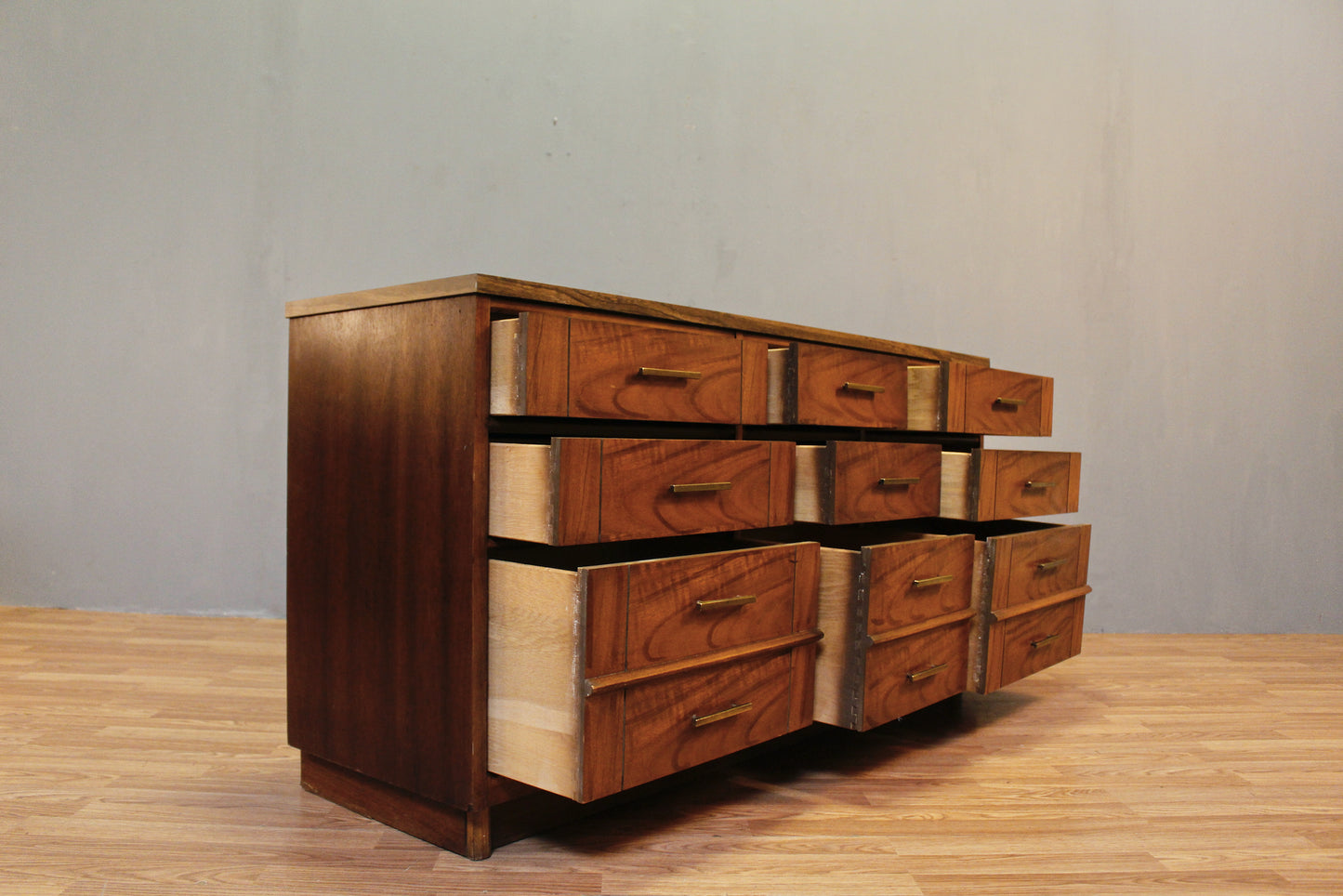 Walnut & Laminate 9-Drawer Dresser