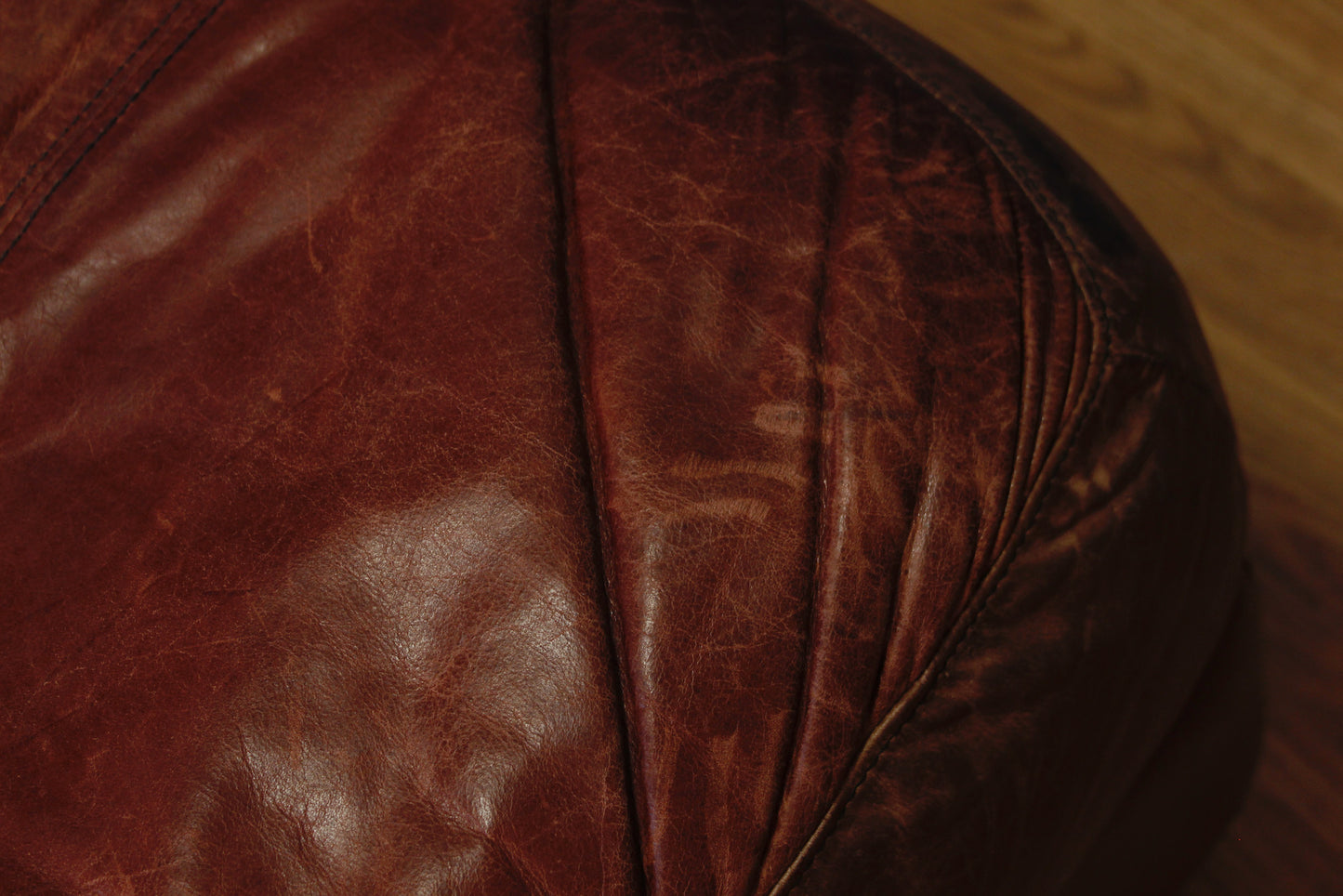 Large Brown Leather Ottoman - ONLINE ONLY