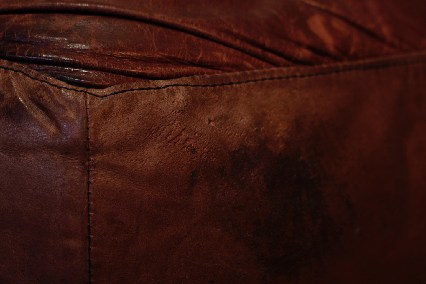 Large Brown Leather Ottoman - ONLINE ONLY