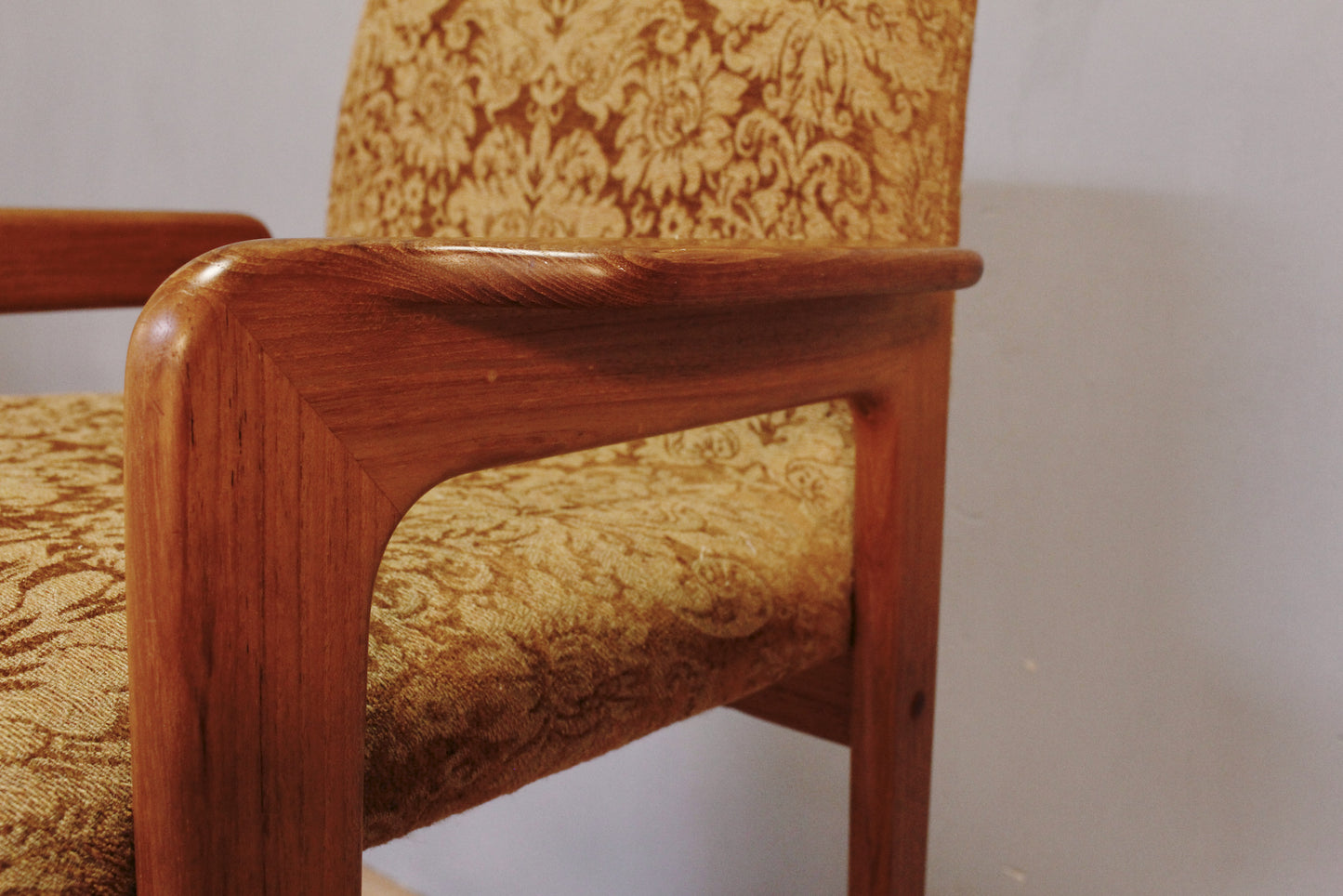 Teak & Damask Bar Stool