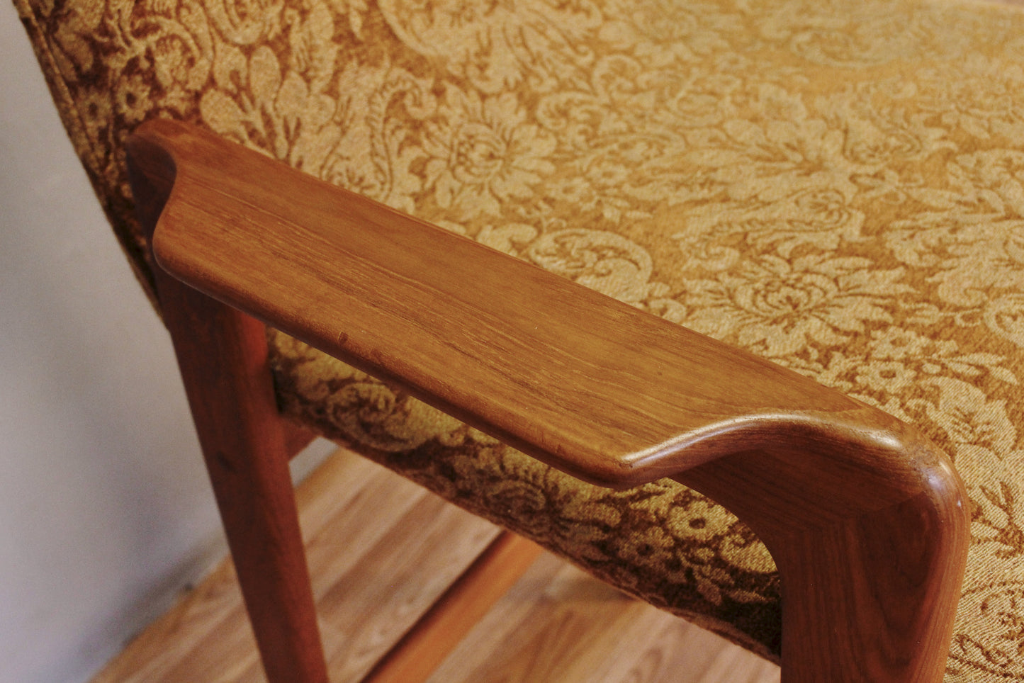 Teak & Damask Bar Stool