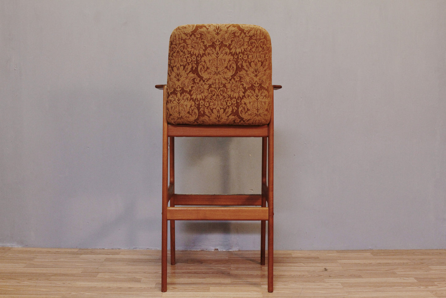 Teak & Damask Bar Stool