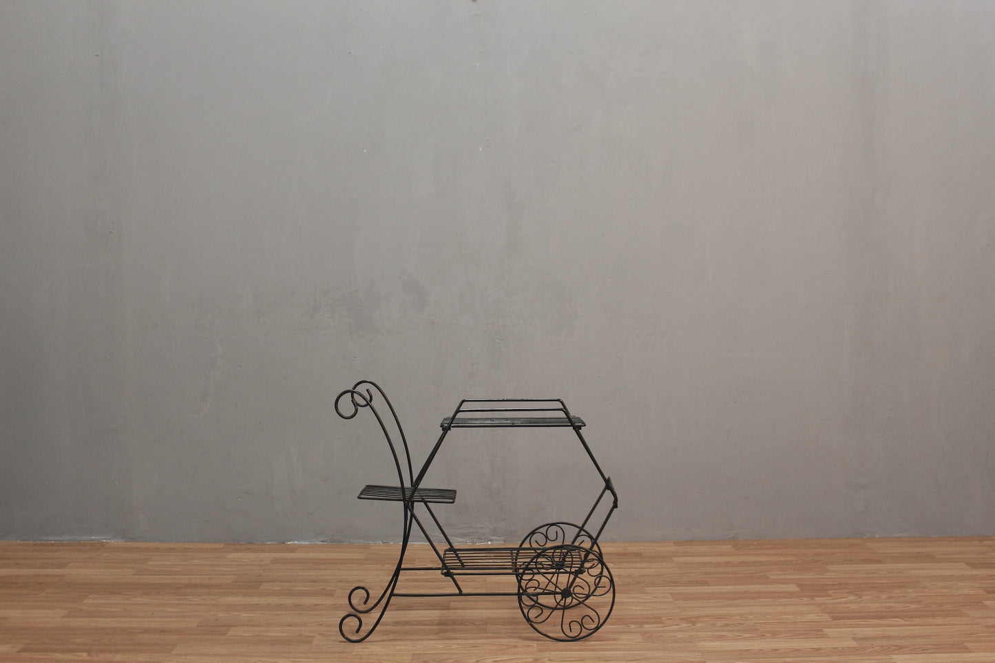 Black Wire Carriage Plant Stand