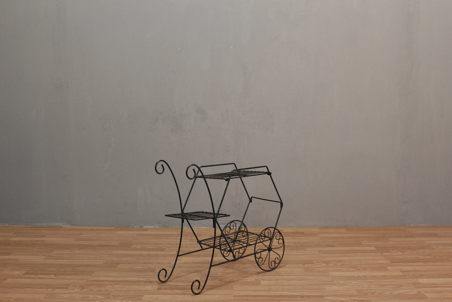 Black Wire Carriage Plant Stand