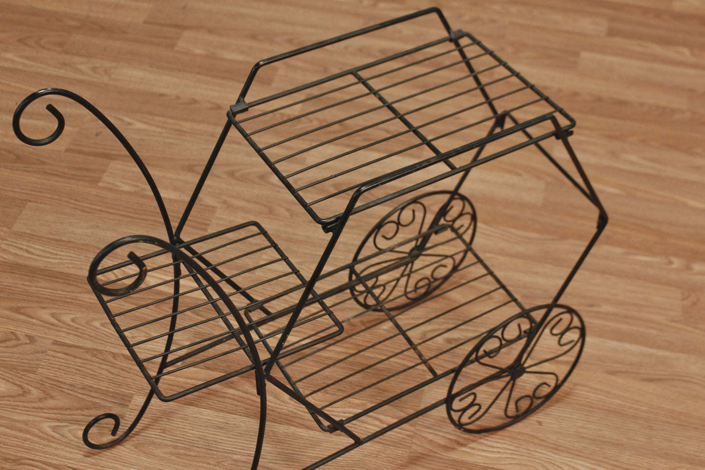 Black Wire Carriage Plant Stand