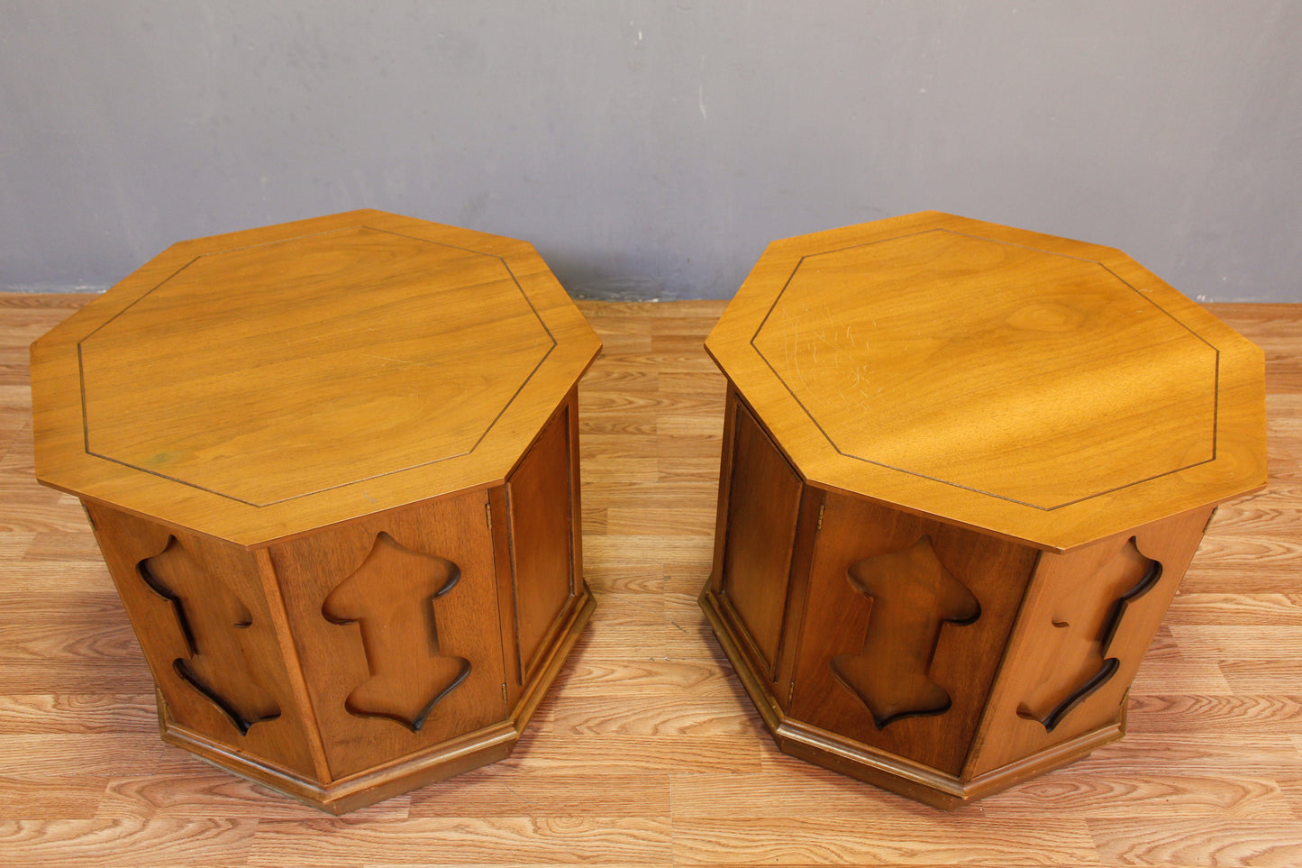 Mid Century Octagonal Drum End Table