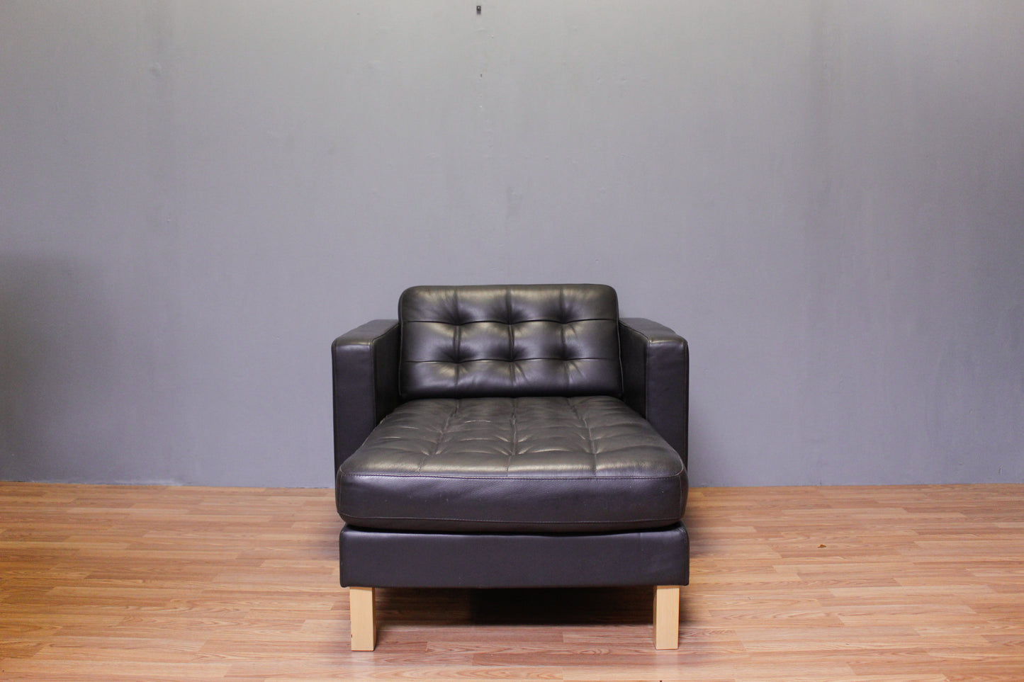 IKEA Black Tufted Leather Chaise Lounge - ONLINE ONLY