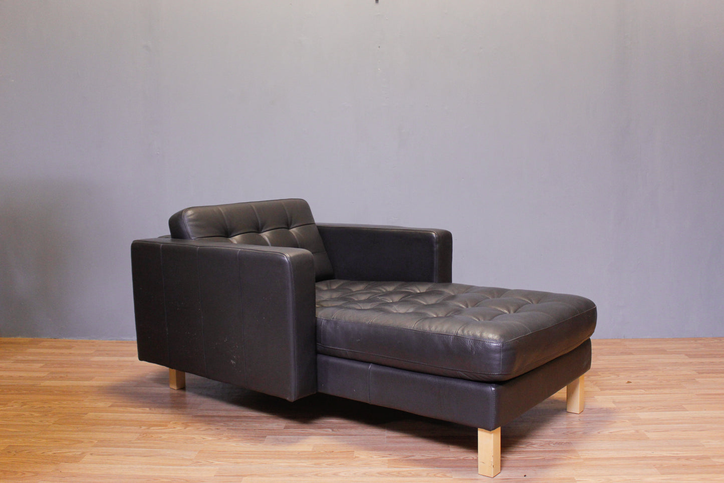 IKEA Black Tufted Leather Chaise Lounge - ONLINE ONLY