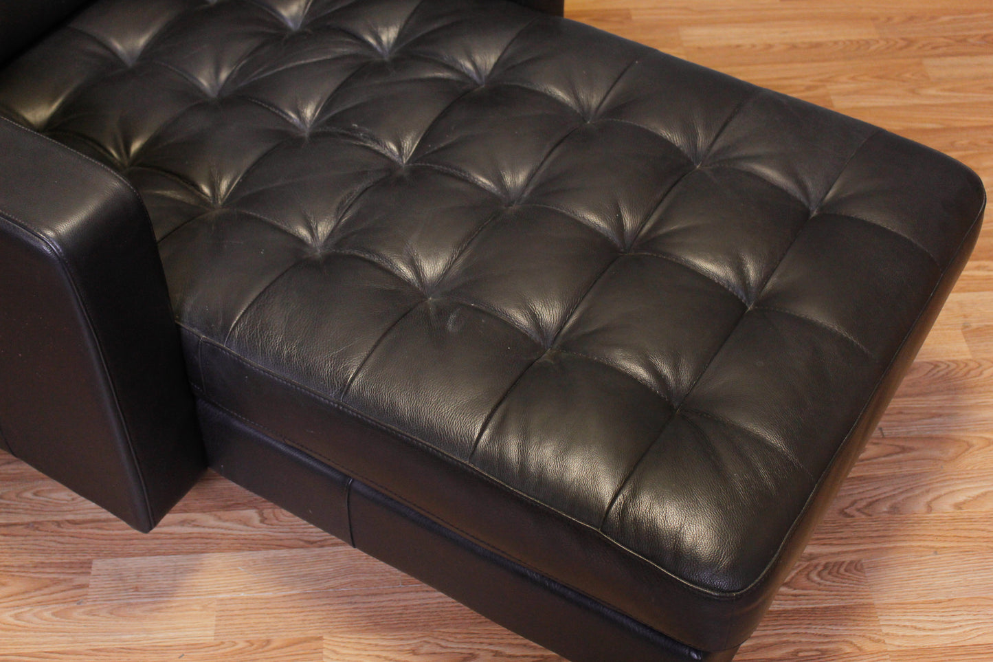 IKEA Black Tufted Leather Chaise Lounge - ONLINE ONLY