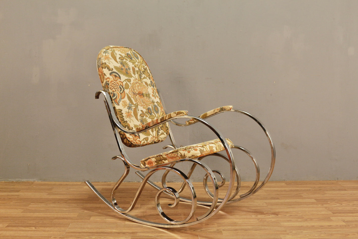 Regency Chrome & Floral Rocking Chair - ONLINE ONLY