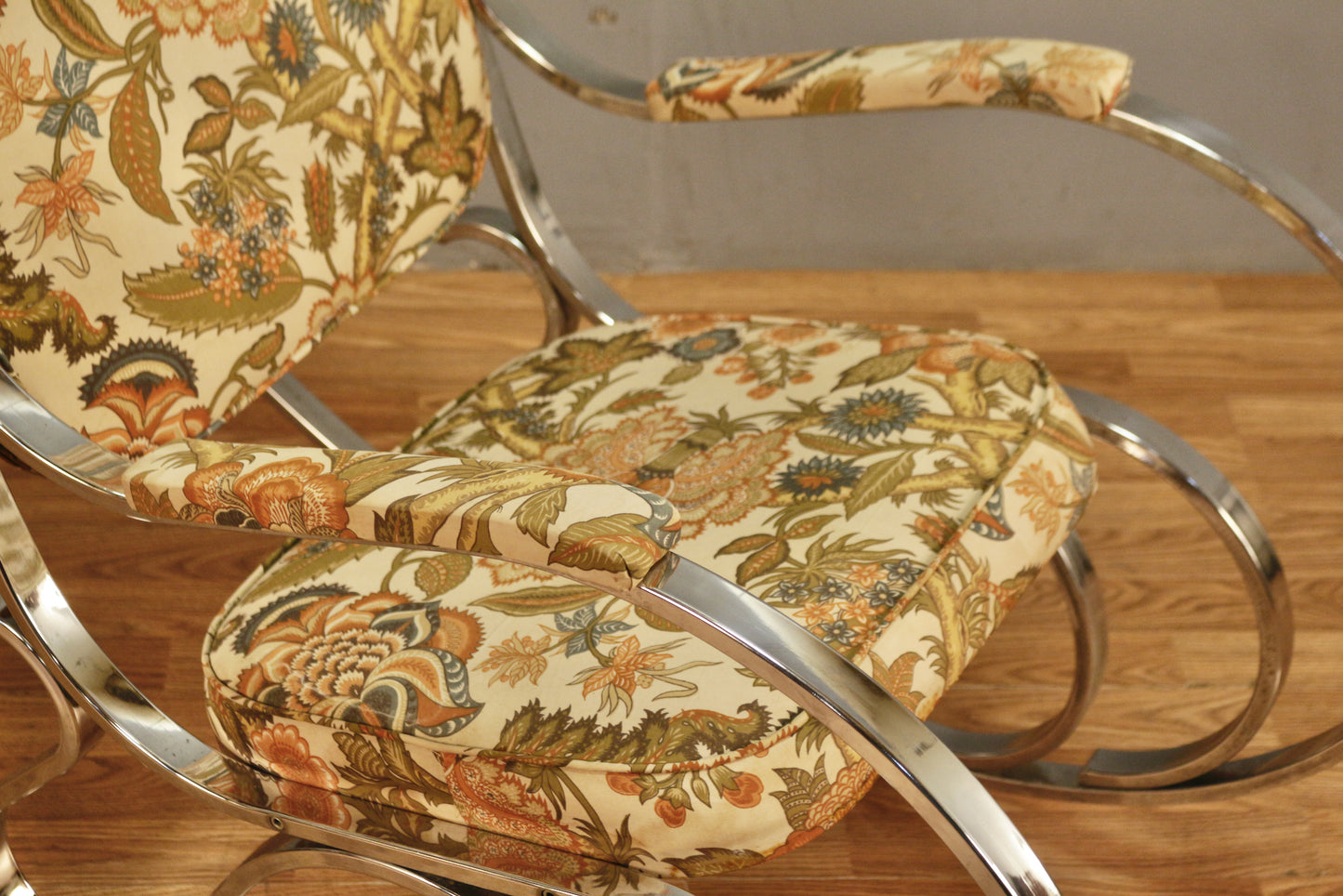 Regency Chrome & Floral Rocking Chair - ONLINE ONLY