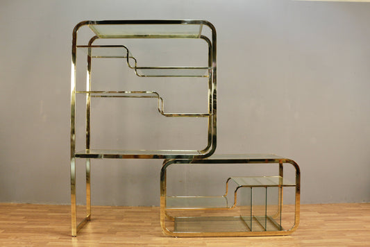 Baughman-Style Brass & Glass Convertible Etagere - ONLINE ONLY