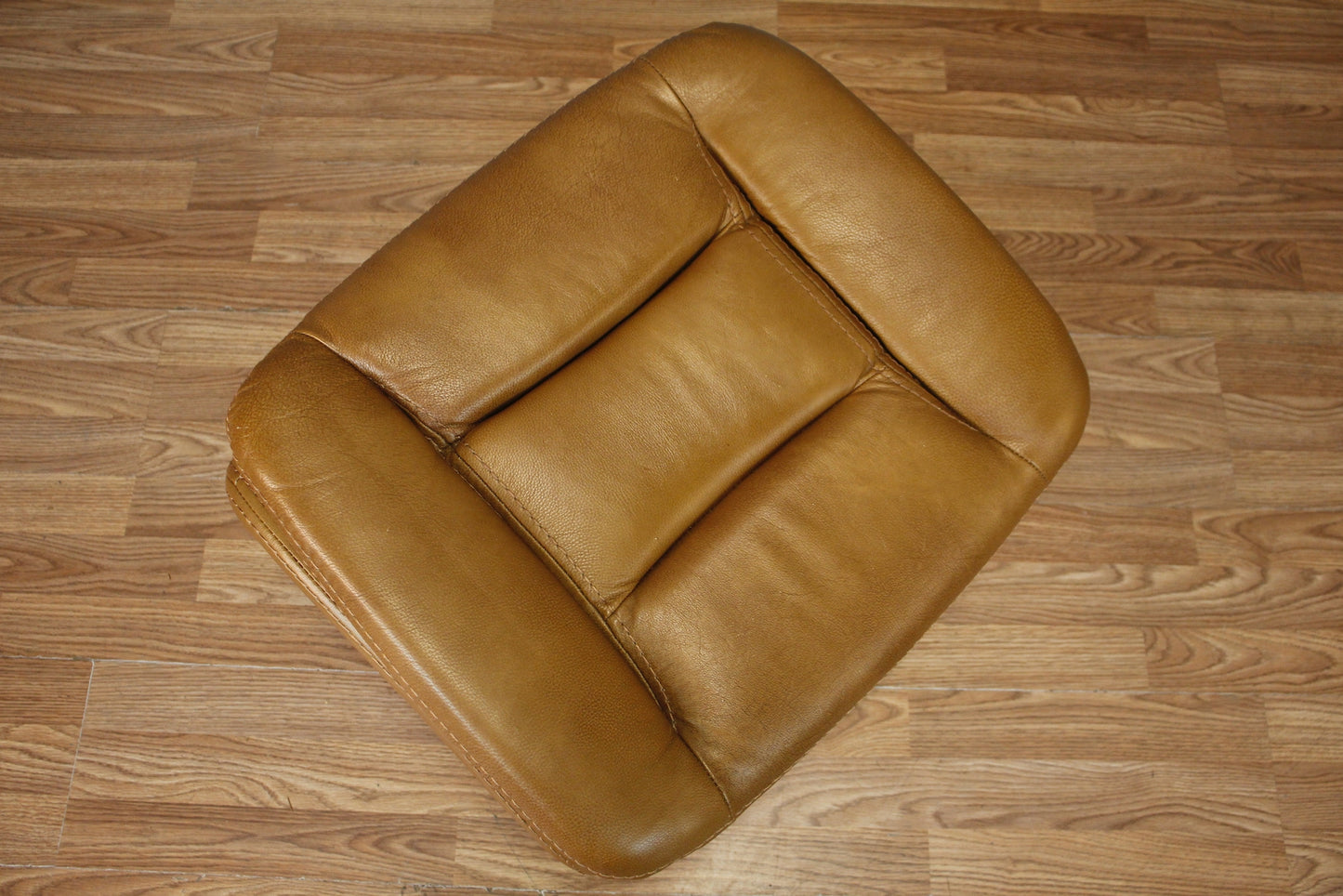 Mid Century Cognac Leather Ottoman