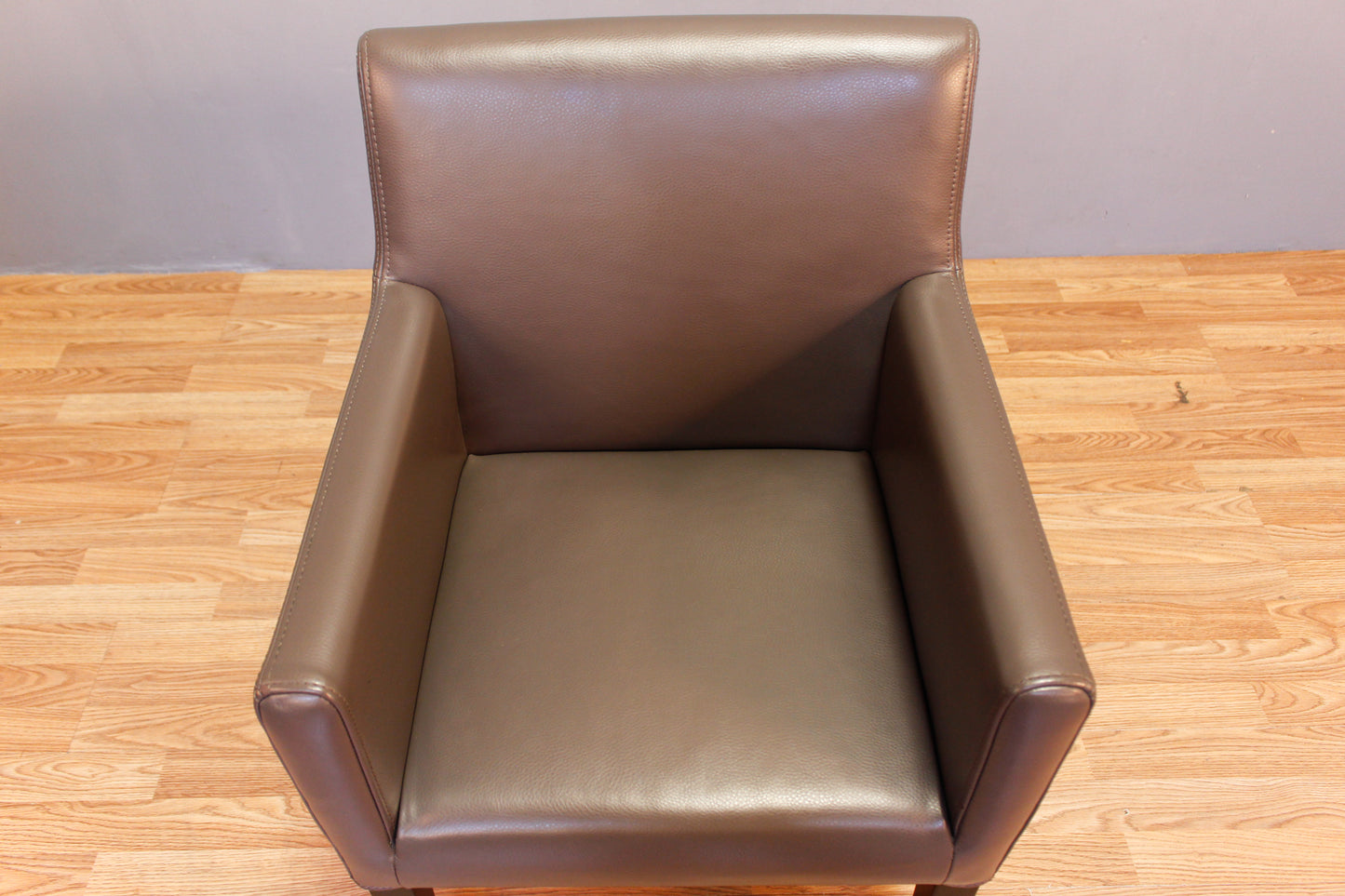 Crate & Barrel "Lowe" Smoke Leather Armchair