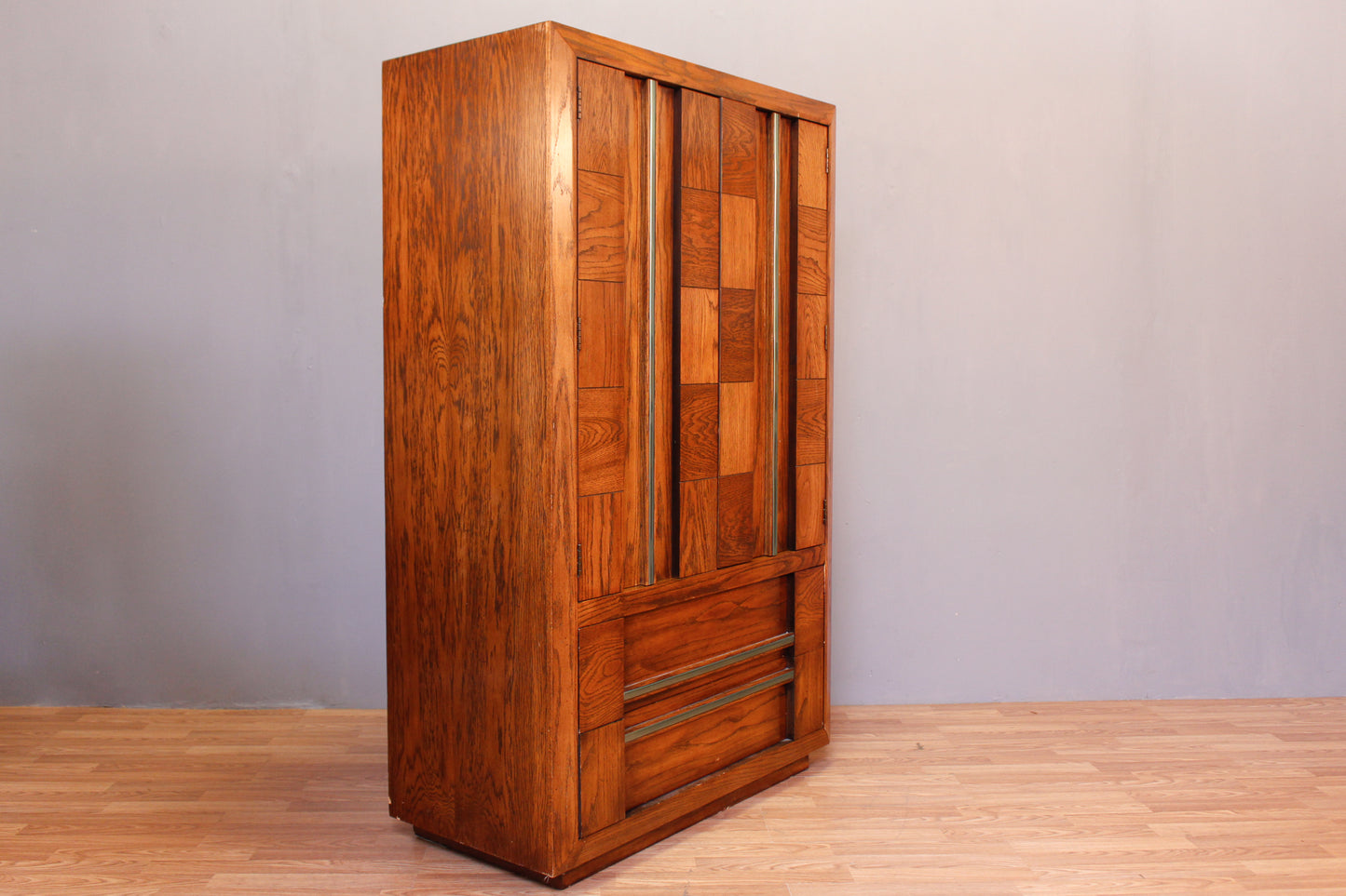 Lane Brutalist Oak 3-Drawer Chifferobe - ONLINE ONLY