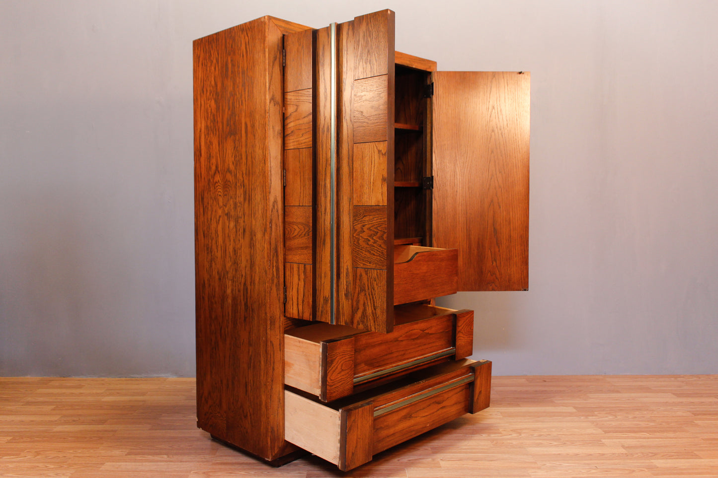 Lane Brutalist Oak 3-Drawer Chifferobe - ONLINE ONLY