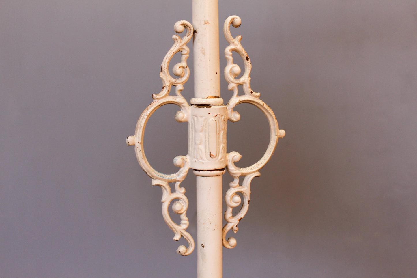 Ornate White Wrought Iron Floor Lamp