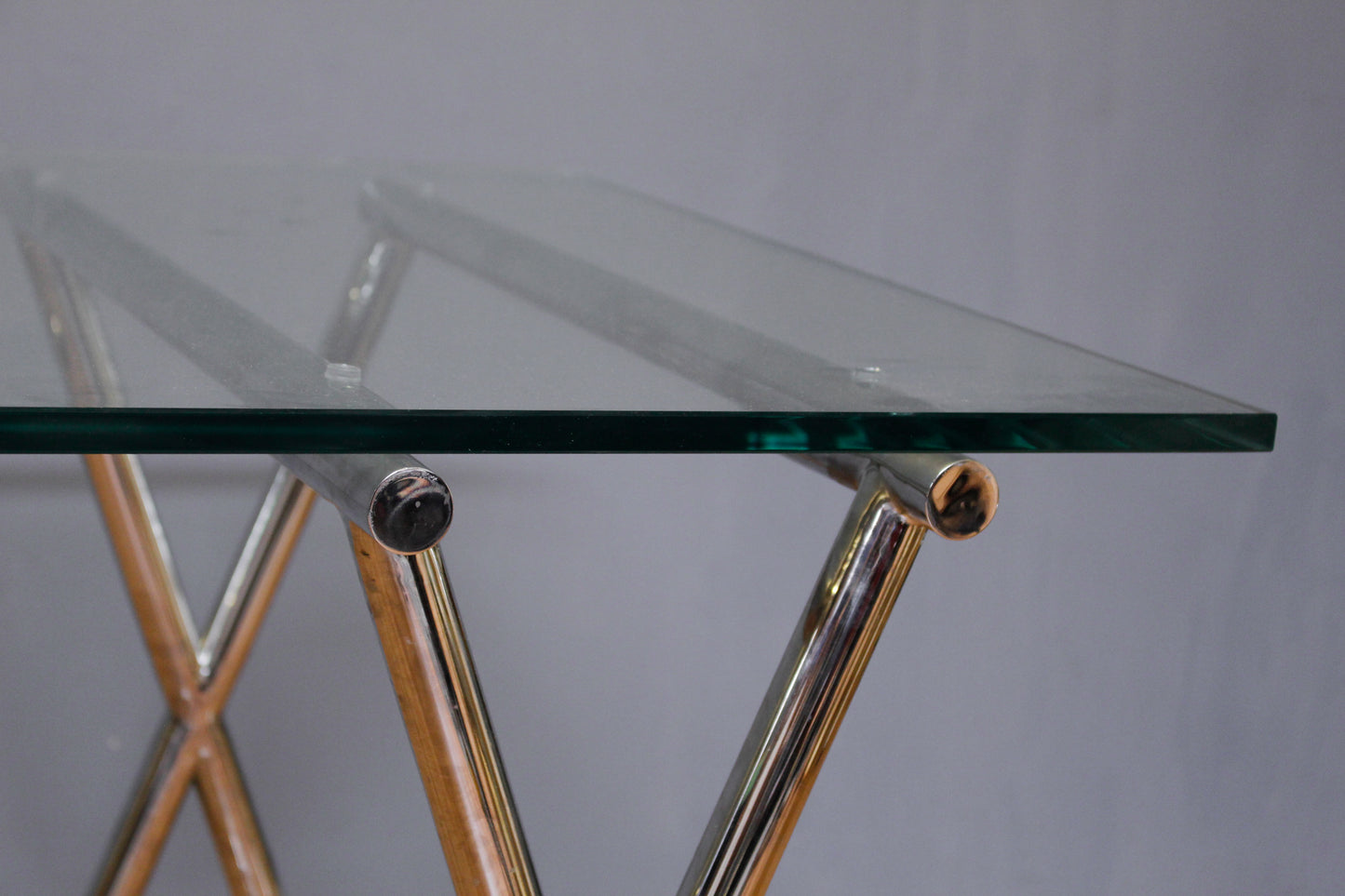 Chrome & Glass X-Base Console Table - ONLINE ONLY