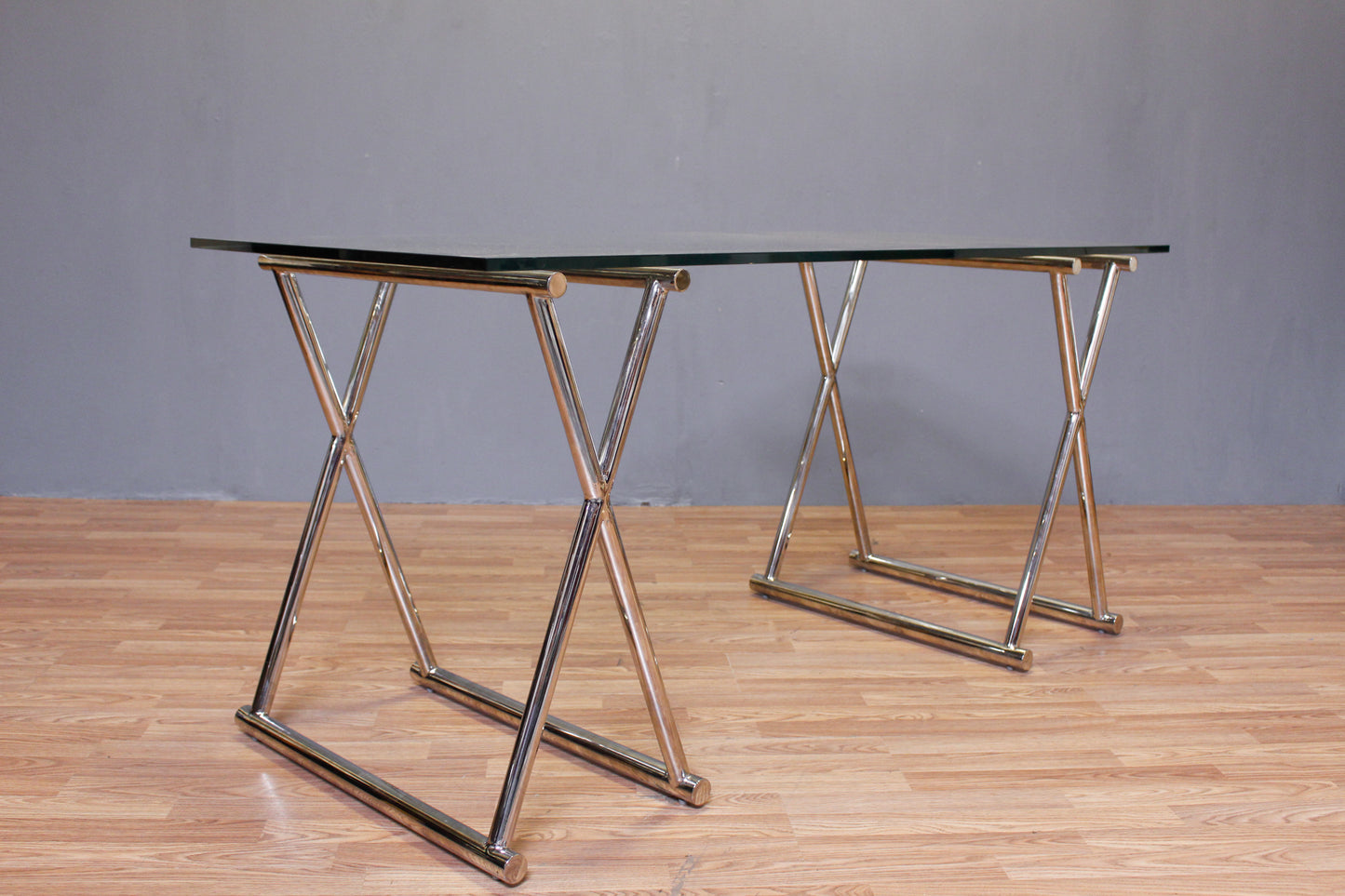 Chrome & Glass X-Base Console Table - ONLINE ONLY