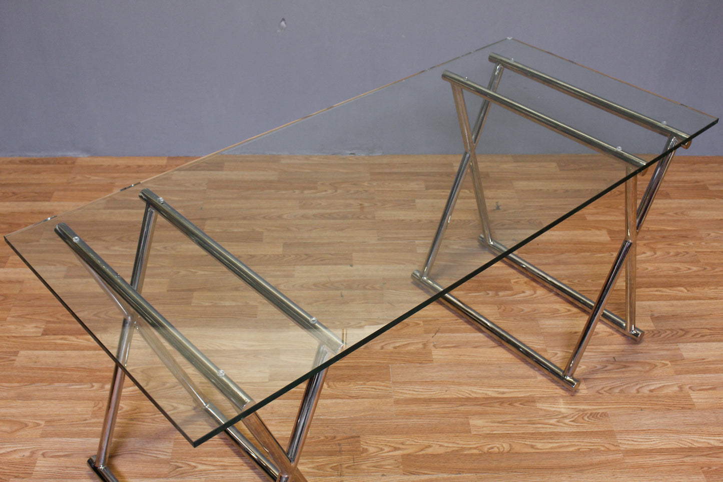 Chrome & Glass X-Base Console Table - ONLINE ONLY