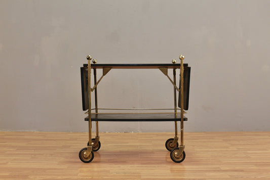 Black & Brass Drop-Leaf Bar Cart