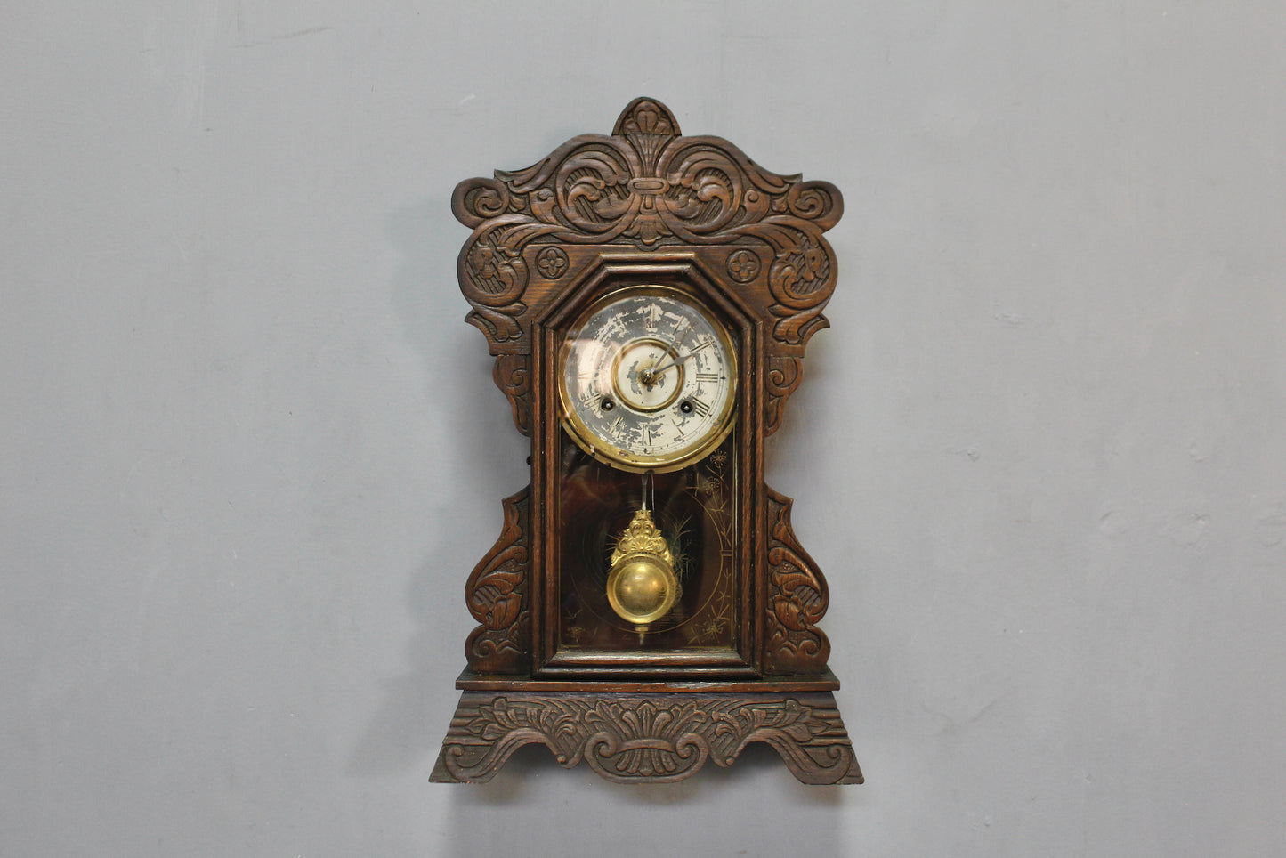 Antique Carved Oak Mantel Clock