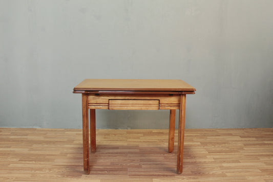 Tawny Enamel Table with Built-In Leaves