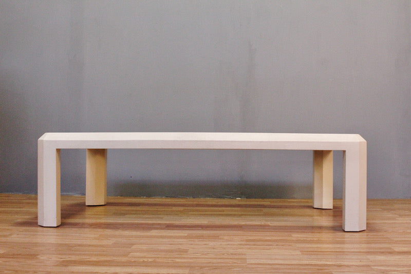 Large White Grasscloth & Glass Coffee Table - ONLINE ONLY