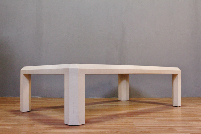 Large White Grasscloth & Glass Coffee Table - ONLINE ONLY