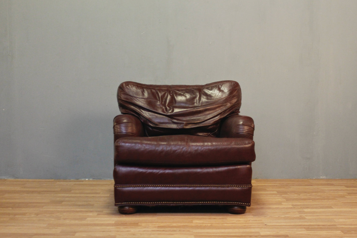 Hickory Craft Oxblood Leather Club Chair - ONLINE ONLY