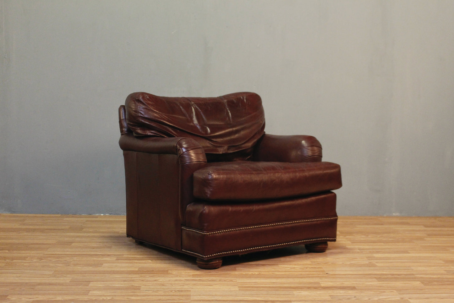 Hickory Craft Oxblood Leather Club Chair - ONLINE ONLY