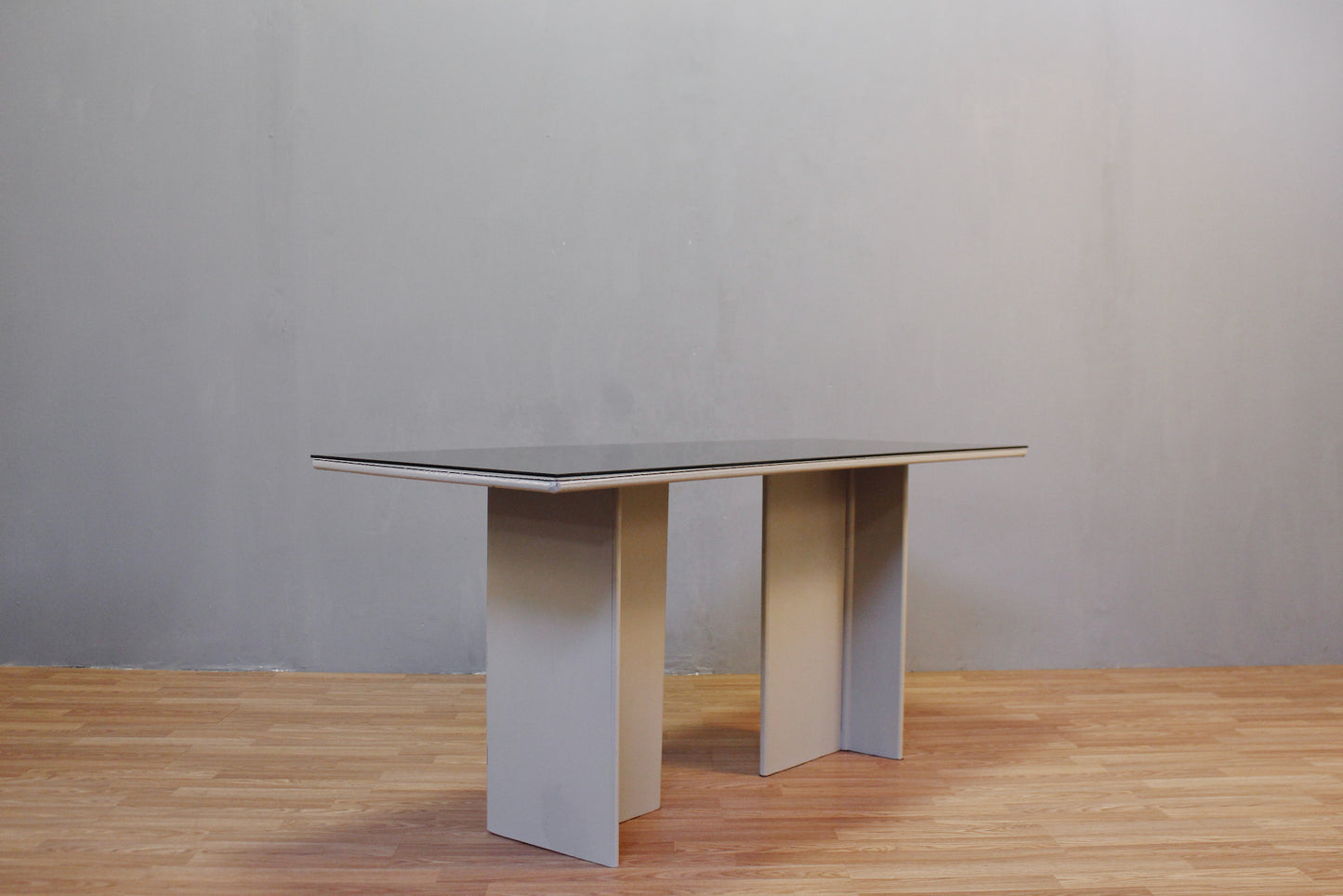 Postmodern Gray & Smoked Glass Table