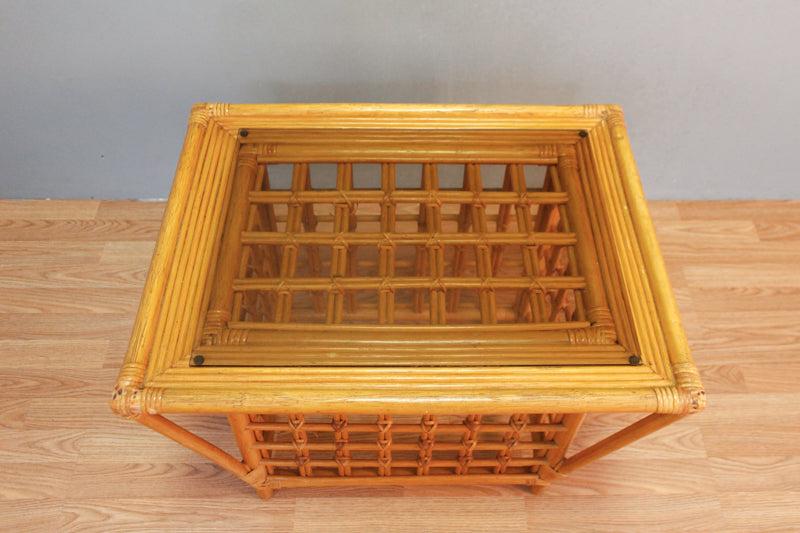 Bamboo & Smoked Glass Side Table