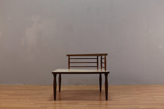 Ivory Laminate & Walnut Corner Side Table