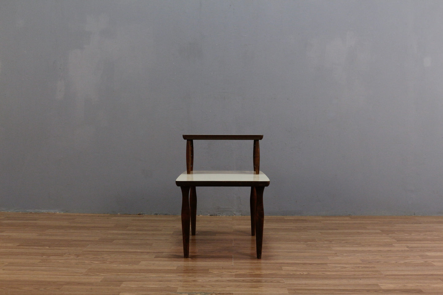 Ivory Laminate & Walnut Stepback Table